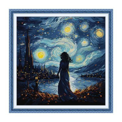Landscape Cross Stitch Kit – Starry Night Sky Scene