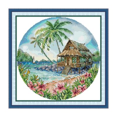 Landscape Cross Stitch Kit – Tropical Island Scene