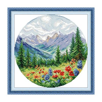 Landscape Cross Stitch Kit – Wildflower Mountain Meadow