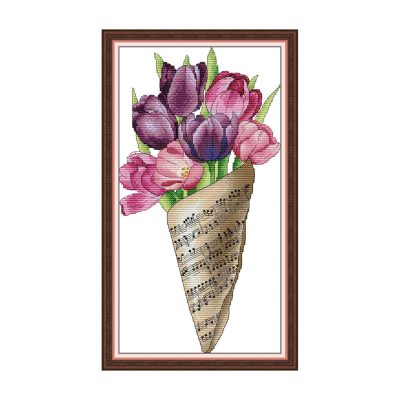 Tulip Cross Stitch Kit – Spring Bouquet Design