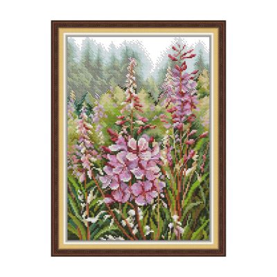 Wildflower Cross Stitch Kit – Pink Meadow Bloom Design