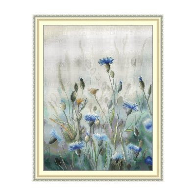 Blue Flower Cross Stitch Kit – Cornflower Meadow Design